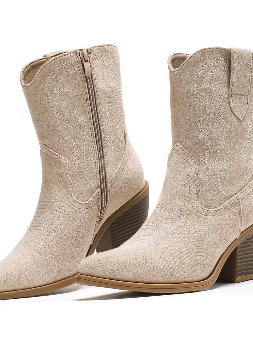 Cowboy Ankle Boots for Women Western Booties with Embroidery Detail